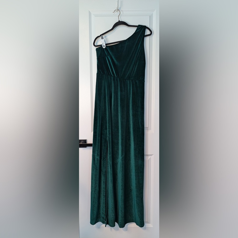 Baltic Born Velvet One Shoulder Emerald Maxi Dress Size XL